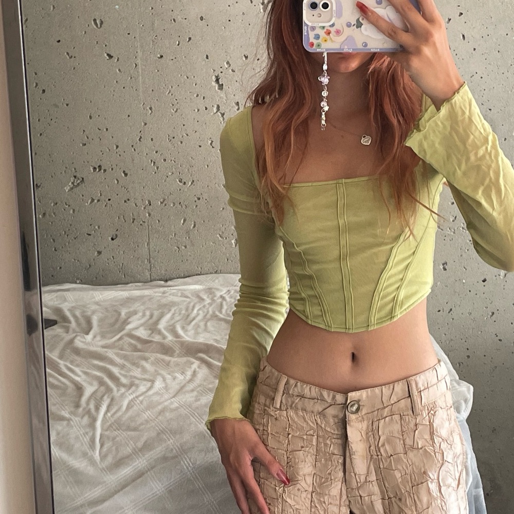 Urban outfitters mesh corset too long sleeve xs